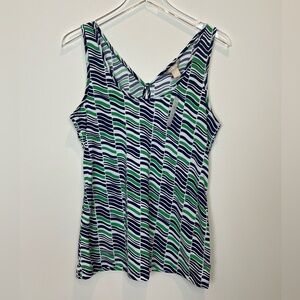 New Banana Republic
Sleeveless Keyhole Tank Top
Navy Blue Green 
Sz Medium
